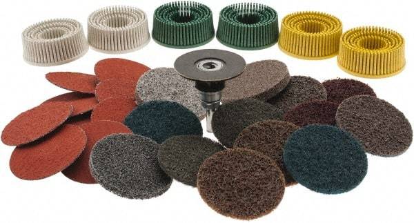 3M - 29 Piece, 2" Diam, Bristle Disc Power Brush Set - Ceramic Aluminum Oxide Abrasive - Makers Industrial Supply