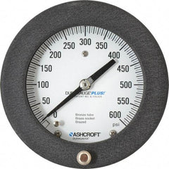 Ashcroft - 4-1/2" Dial, 1/4 Thread, 0-600 Scale Range, Pressure Gauge - Center Back Connection Mount, Accurate to 0.5% of Scale - Makers Industrial Supply