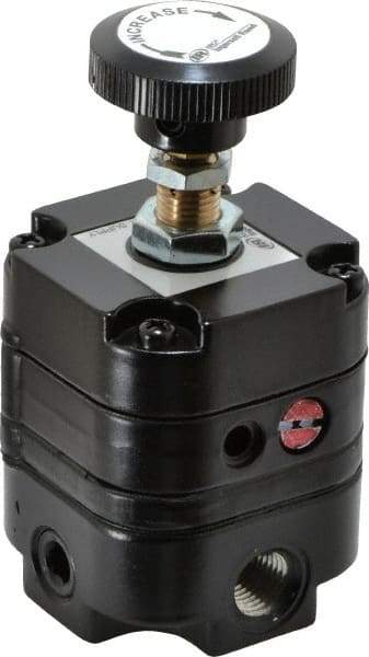 ARO/Ingersoll-Rand - 1/4 NPT Port, 14 CFM, Zinc Precision Constant Bleed Regulator - 2 to 60 psi Range, 150 Max psi Supply Pressure, 1/4" Gauge Port Thread, 2.12" Wide x 4.55" High - Makers Industrial Supply