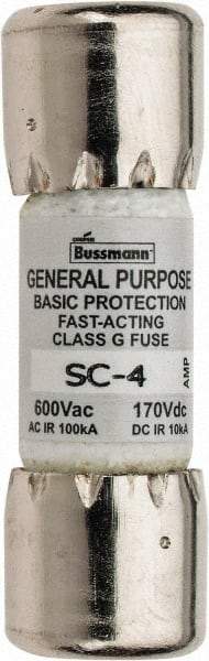 Cooper Bussmann - 170 VDC, 600 VAC, 4 Amp, Time Delay Size Rejecting/NonRejecting Fuse - Fuse Holder Mount, 1-5/16" OAL, 10 at DC, 100 at AC (RMS) kA Rating, 13/32" Diam - Makers Industrial Supply