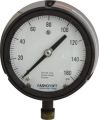 Ashcroft - 4-1/2" Dial, 1/2 Thread, 0-160 Scale Range, Pressure Gauge - Lower Connection, Rear Flange Connection Mount, Accurate to 0.5% of Scale - Makers Industrial Supply