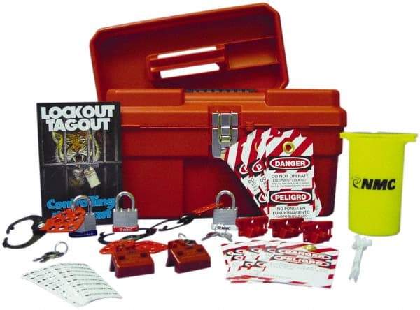 NMC - 40 Piece Electrical Lockout Kit - 3/4 Inch Vertical Shackle Clearance, Comes in Carrying Case - Makers Industrial Supply