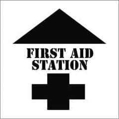 NMC - First Aid Station Stencil - 0.06 Inch Thick, Polyethylene, English - Makers Industrial Supply