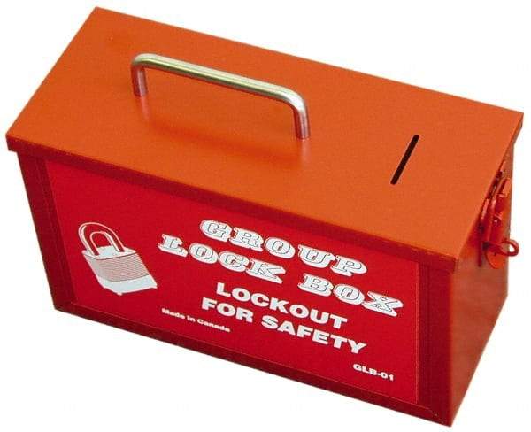 NMC - 4-1/4" Deep x 10-1/4" Wide x 6" High, Portable Group Lockout Box - Red, 1 Padlock - Makers Industrial Supply