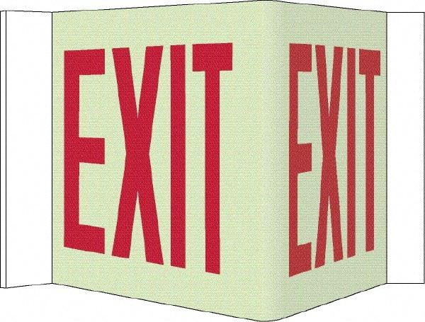 NMC - Exit, Acrylic Exit Sign - 14-1/2" Wide x 8" High, Glow-in-the-Dark - Makers Industrial Supply