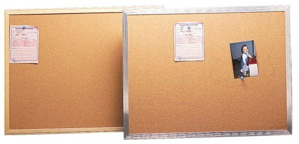 UNIVERSAL - 24" Wide x 18" High Open Cork Bulletin Board - Aluminum Frame, Natural Tan - Makers Industrial Supply