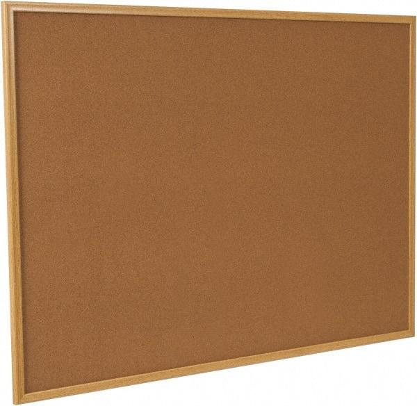 UNIVERSAL - 48" Wide x 36" High Open Cork Bulletin Board - Wood Frame, Natural Tan - Makers Industrial Supply