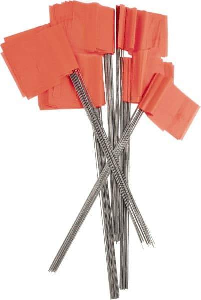 NMC - 4" High x 5" Wide, Orange Glow PVC Marking Flag - 21" Overall Height - Makers Industrial Supply