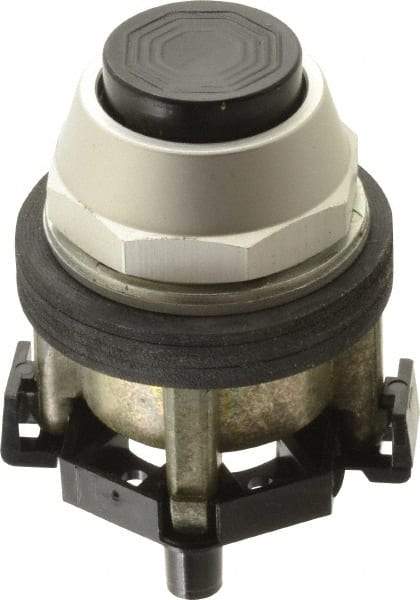 Eaton Cutler-Hammer - 30-1/2mm Mount Hole, Extended Straight, Pushbutton Switch Only - Round, Black Pushbutton, Nonilluminated, Momentary (MO), Corrosion Resistant, Oiltight and Watertight - Makers Industrial Supply