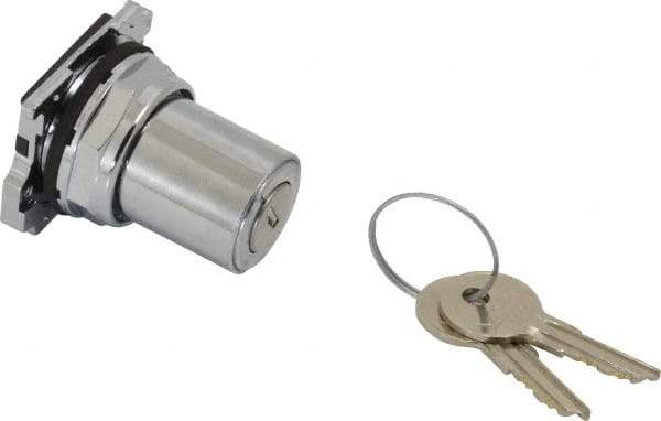 Eaton Cutler-Hammer - 30-1/2mm Mount Hole, 2 Position, Key Operated, Selector Switch Only - Silver, Momentary (MO) - Makers Industrial Supply