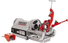 Ridgid - 1/4 to 4 Inch Pipe, 36 RPM Spindle Speed, 1-1/2 hp, Pipe Threading Machine - Heavy Duty Rotary Forward, Off, Reverse with Integral Foot Switch Motor Control, Model 744 Reamer, 120 Volts - Makers Industrial Supply