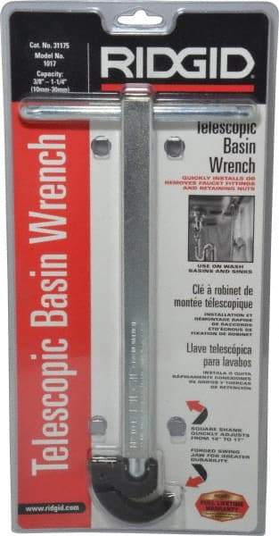 Ridgid - Basin Wrenches Style: Telescoping Minimum Pipe Capacity: 3/8 (Inch) - Makers Industrial Supply