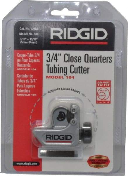 Ridgid - 3/16" to 15/16" Pipe Capacity, Mini Tube Cutter - Cuts Copper, Aluminum, Brass, Plastic - Makers Industrial Supply