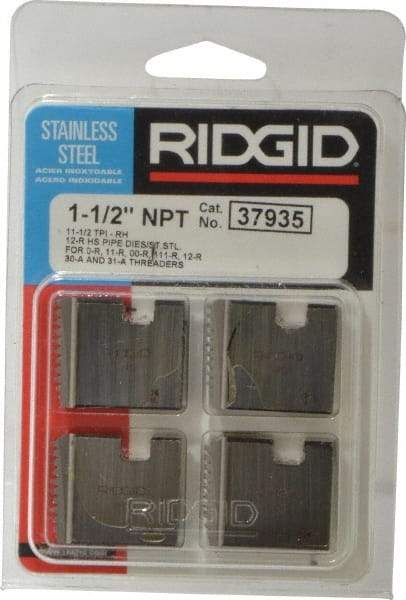 Ridgid - 1-1/2 - 11-1/2 NPT, Right Hand, High Speed Steel, Pipe Threader Die - Ridgid OO-R, 11-R, 12-R, O-R, 11-R Ratchet Threaders or 30A, 31A 3-Way Pipe Threaders Compatibility - Exact Industrial Supply