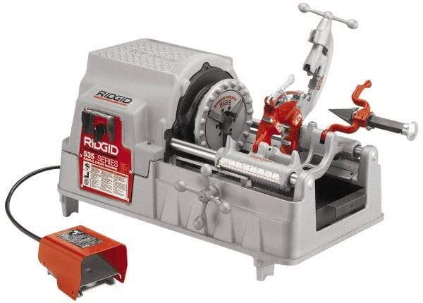 Ridgid - 1/8 to 2 Inch Pipe, 36 RPM Spindle Speed, 1/2 hp, Pipe Threading Machine - Forward, Off, Reverse with Integral Safety Foot Switch Motor Control, Model 341 Reamer, 115 Volts - Makers Industrial Supply