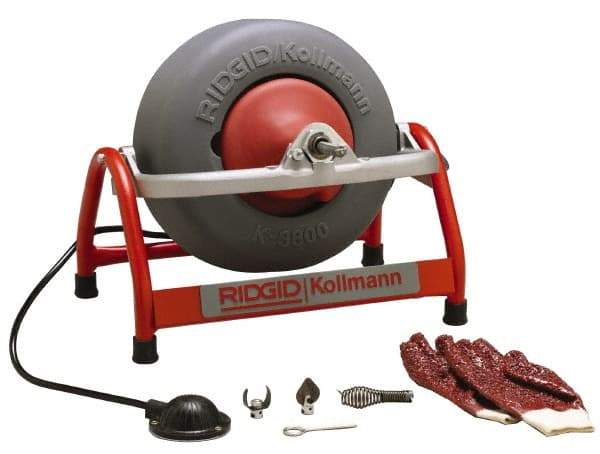 Ridgid - Electric Battery Drain Cleaning Machine - For 3/4" to 4" Pipe, 75' Cable, 240 Max RPM - Makers Industrial Supply