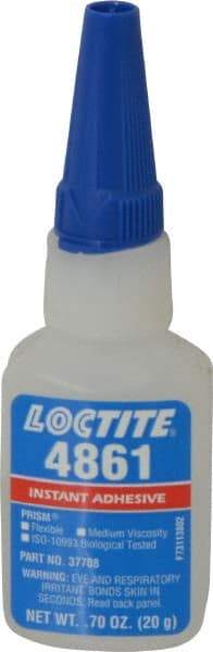 Loctite - 0.70 oz Bottle Clear Instant Adhesive - Series 4861, 20 sec Fixture Time, 24 hr Full Cure Time, Bonds to Metal & Plastic - Makers Industrial Supply