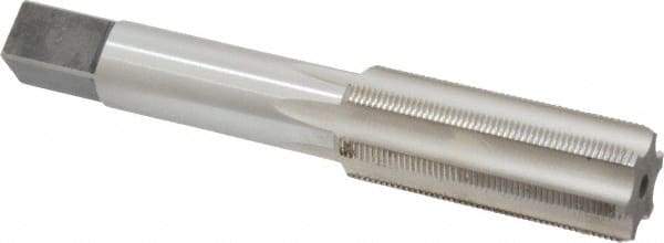 Made in USA - 11/16-28 UNS 6 Flute Bright Finish High Speed Steel Straight Flute Standard Hand Tap - Bottoming, Right Hand Thread, 4-1/32" OAL, 1-13/16" Thread Length, H3 Limit, Oversize - Exact Industrial Supply