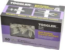 Toggler - #6 to 10 Screw, 5/16" Diam, 1-5/8" Long, 3/8 to 5/8" Thick, Self Drilling Drywall & Hollow Wall Anchor - Thermoplastic Alloy, Use in Drywall - Makers Industrial Supply