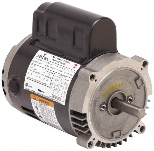 US Motors - 1/2 hp, ODP Enclosure, Manual Thermal Protection, 1,625 RPM, 115 Volt, 60/50 Hz, Single Phase Permanent Split Capacitor (PSC) Motor - Size 56 Frame, Cradle Mount, 1 Speed, Ball Bearings, 5.0/5.7 Full Load Amps, B Class Insulation, Reversible - Makers Industrial Supply