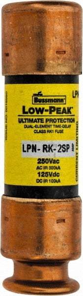 Cooper Bussmann - 125 VDC, 250 VAC, 2 Amp, Time Delay General Purpose Fuse - Fuse Holder Mount, 50.8mm OAL, 100 at DC, 300 at AC (RMS) kA Rating, 9/16" Diam - Makers Industrial Supply