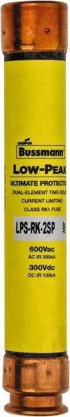 Cooper Bussmann - 300 VDC, 600 VAC, 2 Amp, Time Delay General Purpose Fuse - Fuse Holder Mount, 127mm OAL, 100 at DC, 300 at AC (RMS) kA Rating, 13/16" Diam - Makers Industrial Supply