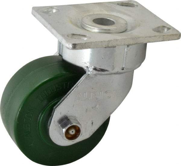 Albion - 4" Diam x 2" Wide x 5-5/8" OAH Top Plate Mount Swivel Caster - Polyurethane, 1,000 Lb Capacity, Roller Bearing, 4 x 4-1/2" Plate - Makers Industrial Supply