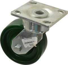 Albion - 5" Diam x 2" Wide x 6-1/2" OAH Top Plate Mount Swivel Caster - Polyurethane, 1,000 Lb Capacity, Precision Sealed Bearing, 4 x 4-1/2" Plate - Makers Industrial Supply