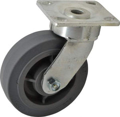 Albion - 6" Diam x 2" Wide x 7-1/2" OAH Top Plate Mount Swivel Caster - Soft Rubber, 600 Lb Capacity, Roller Bearing, 4 x 4-1/2" Plate - Makers Industrial Supply