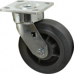 Albion - 6" Diam x 2" Wide x 7-1/2" OAH Top Plate Mount Swivel Caster - Soft Rubber, 600 Lb Capacity, Precision Sealed Bearing, 4 x 4-1/2" Plate - Makers Industrial Supply