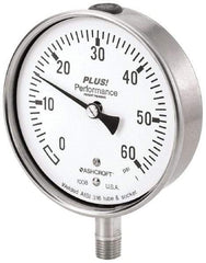 Ashcroft - 2-1/2" Dial, 1/4 Thread, 30-0-30 Scale Range, Pressure Gauge - Lower Connection Mount, Accurate to 3-2-3% of Scale - Makers Industrial Supply