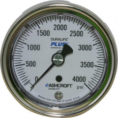 Ashcroft - 2-1/2" Dial, 1/4 Thread, 0-4,000 Scale Range, Pressure Gauge - Center Back Connection Mount, Accurate to 1% of Scale - Makers Industrial Supply