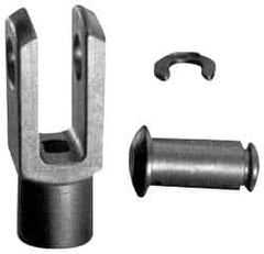 Igus - 1/4-28 Thread, 0.472" Yoke Width, Thermoplastic, Polymer Clevis Joint with Pin & Clip Yoke - 1/4" Hole Diam, 0.472" Hole Center to Neck, 0.472" Yoke Arm Height, 0.394" Neck Diam, 0.354" Neck Length, 1.205" OAL - Makers Industrial Supply