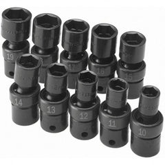 SK - 3/8" Drive Deep Impact Socket Set - 10 to 19mm, Metric Measurement Standard - Makers Industrial Supply