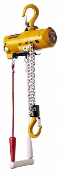 Harrington Hoist - 1/8 Ton Load Limit, 10' Max Height Top Hook Air Hoist - 48 SCFM at 90 PSI, 47 FPM Lift Speed, 12" Min Headroom, Pull Cord Control - Makers Industrial Supply