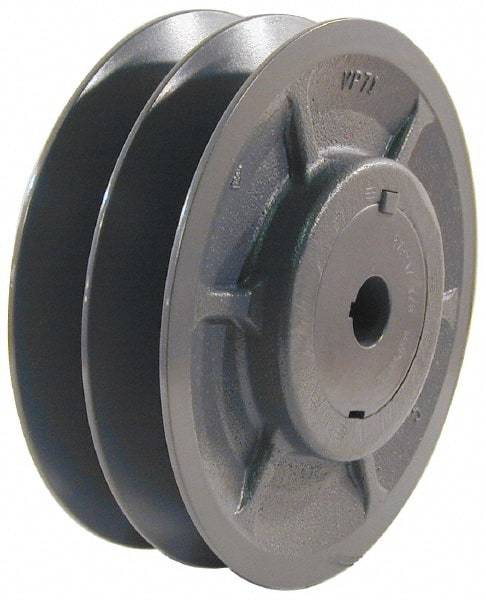 Browning - 5/8" Inside Diam x 3.95" Outside Diam, 2 Groove, Variable Pitched Sheave - Belt Sections 3L, 4L, A, 5L & B, 3" Sheave Thickness, 1-3/8 to 2" Face Width - Makers Industrial Supply