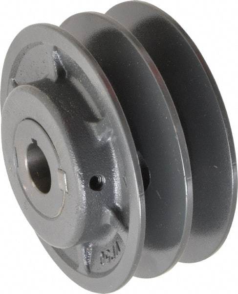 Browning - 7/8" Inside Diam x 4-3/4" Outside Diam, 2 Groove, Variable Pitched Sheave - Belt Sections 3L, 4L, A, 5L & B, 3" Sheave Thickness, 1-3/8 to 2" Face Width - Makers Industrial Supply