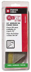 Porter-Cable - 15 Gauge 2-1/2" Long Finishing Nails for Power Nailers - Grade 2 Steel, Bright Finish, Angled Stick Collation, Chisel Point - Makers Industrial Supply