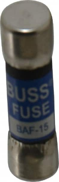 Cooper Bussmann - 250 VAC, 15 Amp, Fast-Acting General Purpose Fuse - Fuse Holder Mount, 1-1/2" OAL, 10 at 125 V kA Rating, 13/32" Diam - Makers Industrial Supply