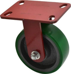 Hamilton - 6" Diam x 2" Wide x 7-3/4" OAH Top Plate Mount Rigid Caster - Polyurethane, 1,200 Lb Capacity, Precision Sealed Bearing, 4-1/2 x 6-1/2" Plate - Makers Industrial Supply