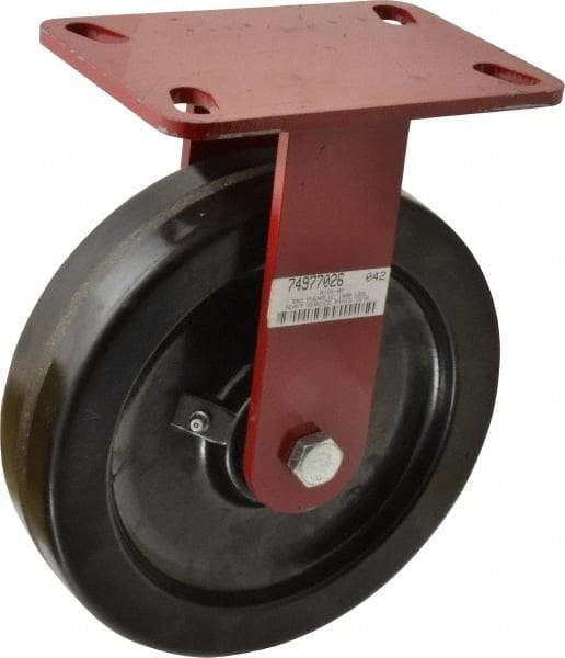 Hamilton - 8" Diam x 2" Wide x 9-3/4" OAH Top Plate Mount Rigid Caster - Phenolic, 1,400 Lb Capacity, Roller Bearing, 4-1/2 x 6-1/2" Plate - Makers Industrial Supply