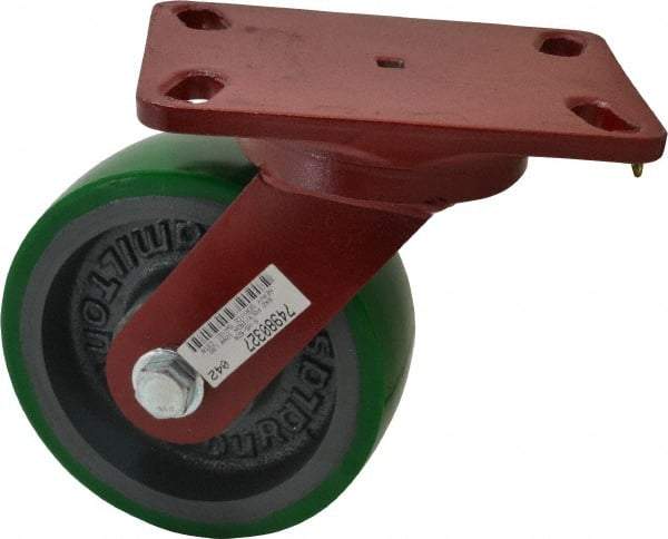 Hamilton - 6" Diam x 2" Wide x 7-3/4" OAH Top Plate Mount Swivel Caster - Polyurethane, 1,200 Lb Capacity, Precision Sealed Bearing, 4-1/2 x 6-1/2" Plate - Makers Industrial Supply