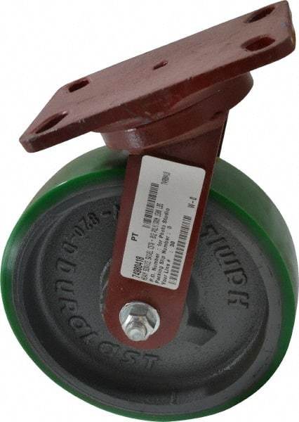 Hamilton - 8" Diam x 2" Wide x 9-3/4" OAH Top Plate Mount Swivel Caster - Polyurethane, 1,500 Lb Capacity, Precision Sealed Bearing, 4-1/2 x 6-1/2" Plate - Makers Industrial Supply