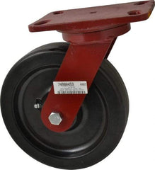 Hamilton - 8" Diam x 2" Wide x 9-3/4" OAH Top Plate Mount Swivel Caster - Phenolic, 1,400 Lb Capacity, Roller Bearing, 4-1/2 x 6-1/2" Plate - Makers Industrial Supply