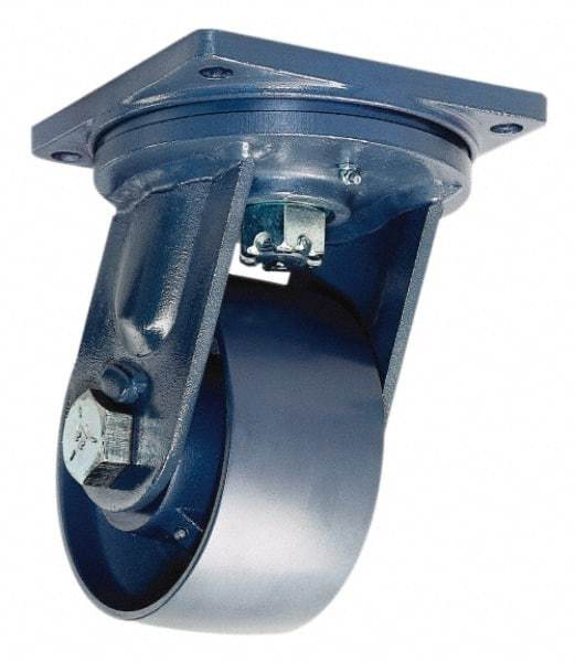 Hamilton - 10" Diam x 4" Wide x 13" OAH Top Plate Mount Swivel Caster - Polyurethane, 5,000 Lb Capacity, Tapered Bearing, 8-1/2 x 8-1/2" Plate - Makers Industrial Supply