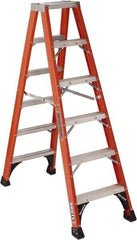 Louisville - 3 Steps, 4' High, Type IAA Rating, Fiberglass Step Ladder - 375 Lb Capacity, 19-5/16" Base Width - Makers Industrial Supply