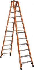 Louisville - 11 Steps, 12' High, Type IAA Rating, Fiberglass Step Ladder - Makers Industrial Supply