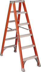 Louisville - 5 Steps, 5' High, Type IA Rating, Fiberglass Step Ladder - 300 Lb Capacity, 21-1/16" Base Width - Makers Industrial Supply