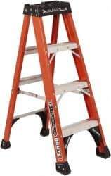 Louisville - 4 Steps, 4' High, Type IAA Rating, Fiberglass Step Ladder - 375 Lb Capacity, 18-7/8" Base Width - Makers Industrial Supply