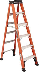 Louisville - 5 Steps, 6' High, Type IAA Rating, Fiberglass Step Ladder - 375 Lb Capacity, 21-7/8" Base Width - Makers Industrial Supply